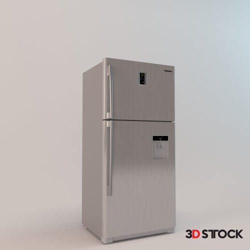 Gray Refrigerator 3D Model