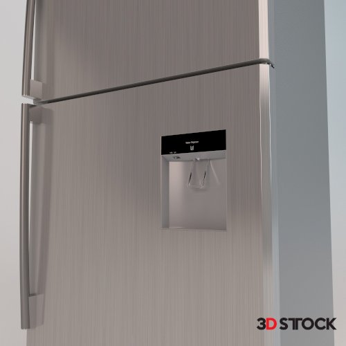 Gray Refrigerator 3D Model